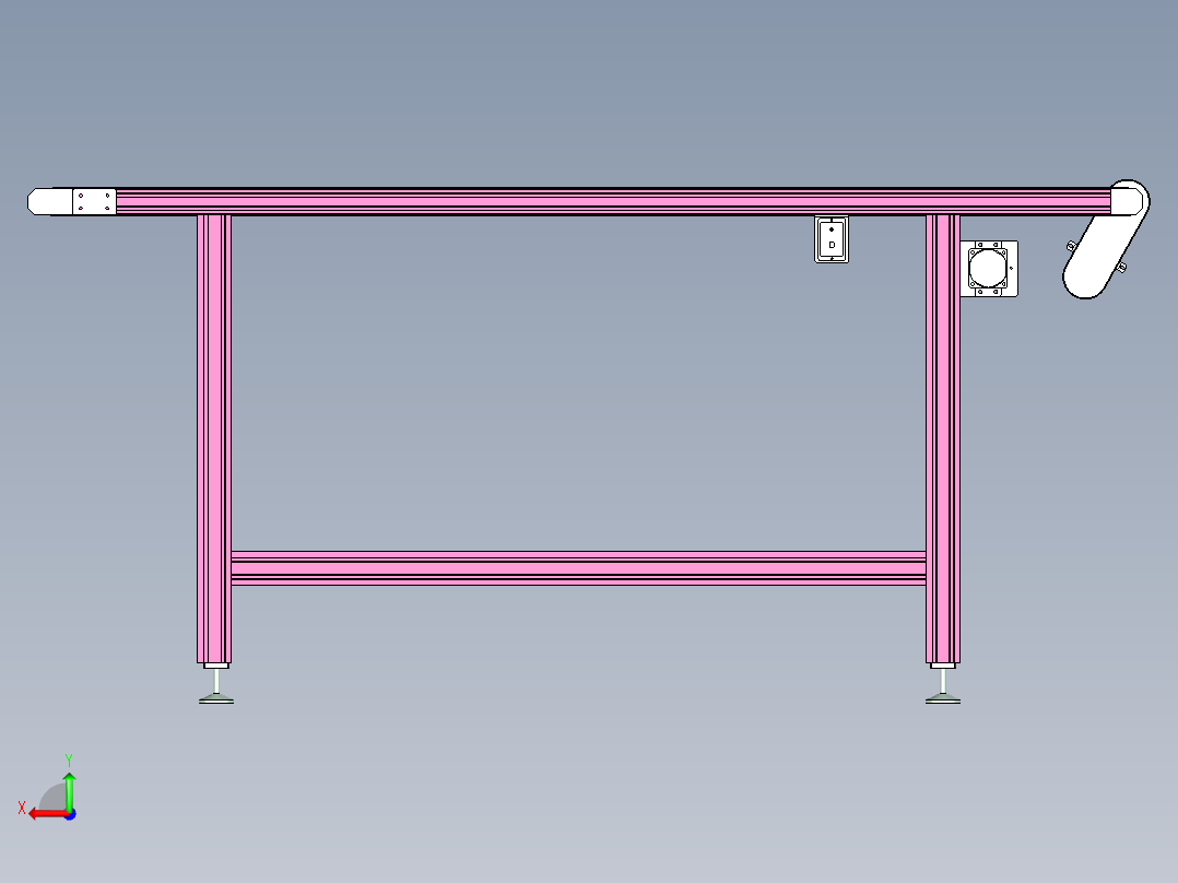 三通道皮带输送线设计后视图