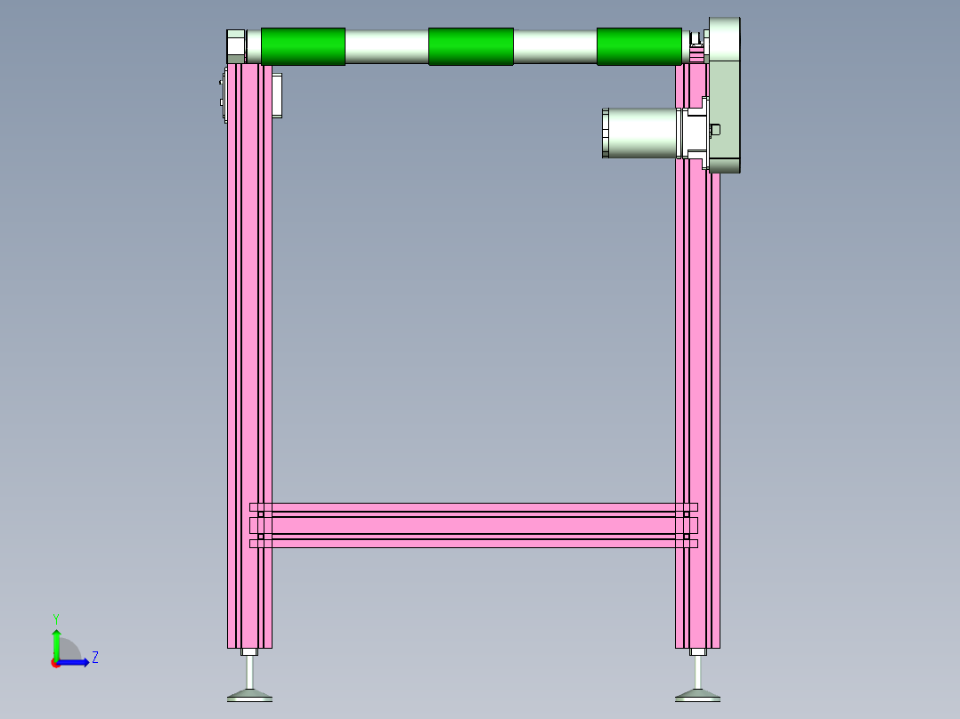 三通道皮带输送线设计左视图
