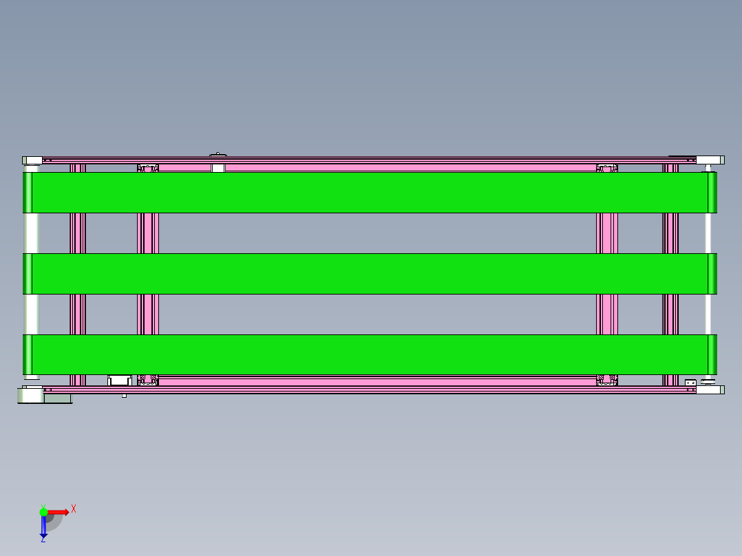 三通道皮带输送线设计俯视图