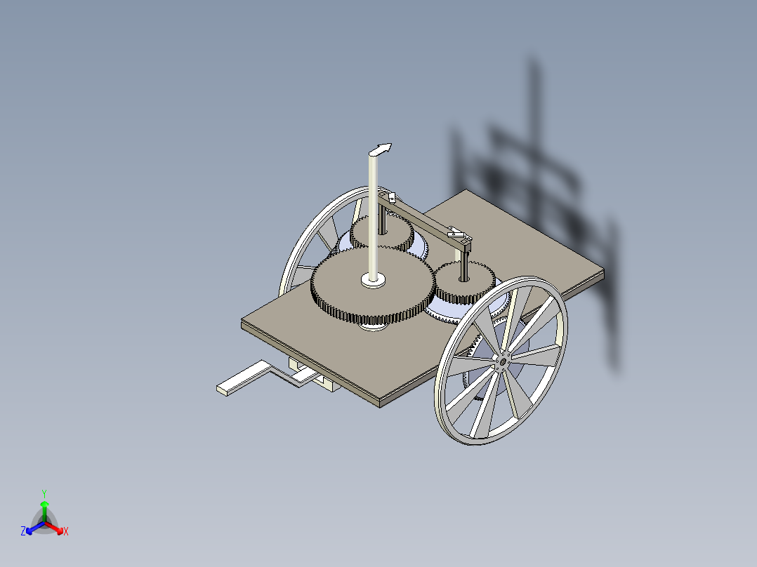 古代司南车正等轴测图