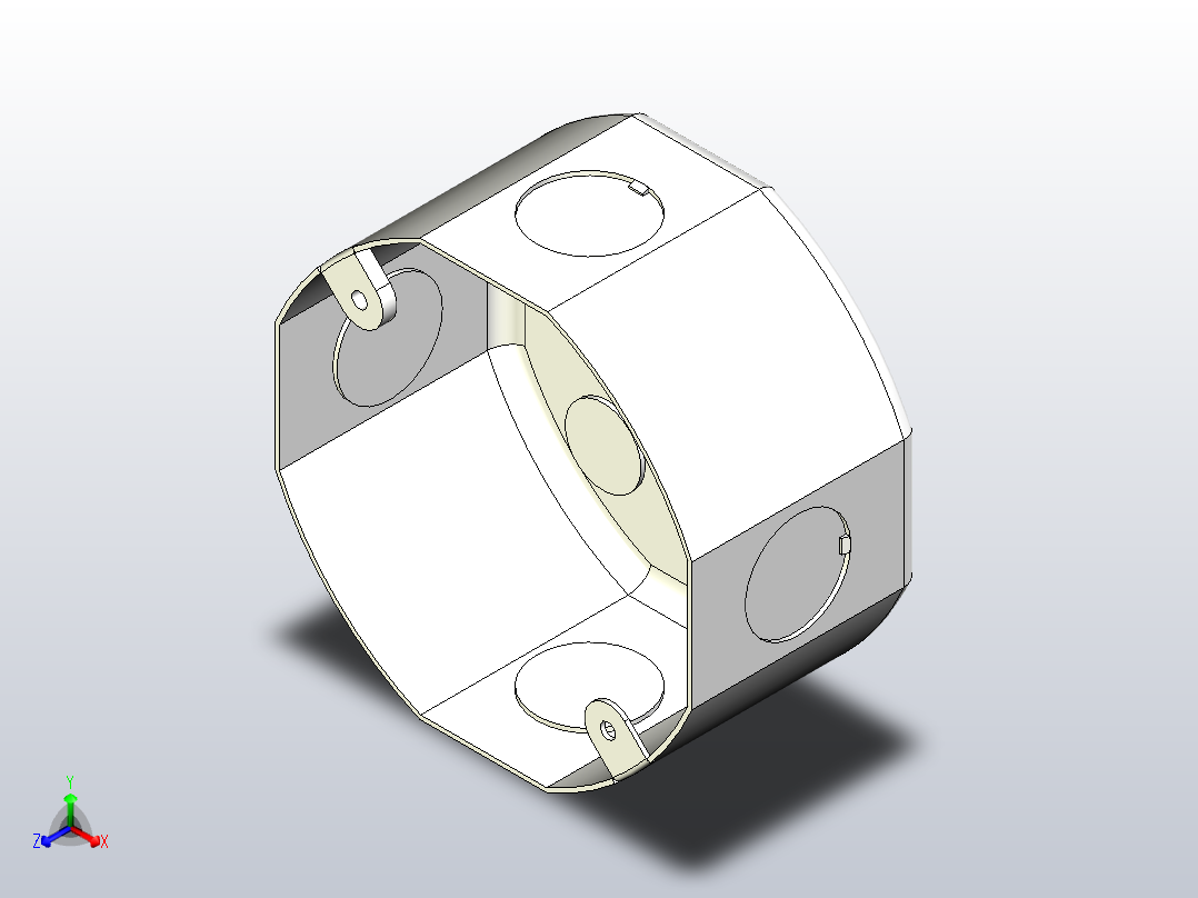 八角形导管预埋暗盒正等轴测图