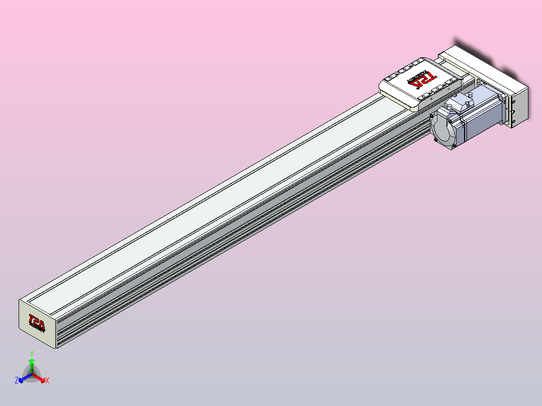 滚珠丝杠直线轴带导轨全封闭TPA-HCR-85D-1610C-L800-ML-C-P20-N3正等轴测图