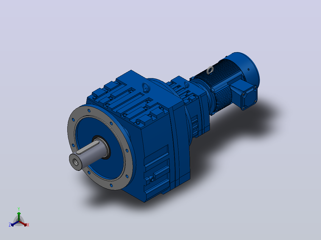 RF137R77法兰轴伸式组合型斜齿轮减速机RF137R77-Y2.2-4P-100-M1-0°-Φ550正等轴测图