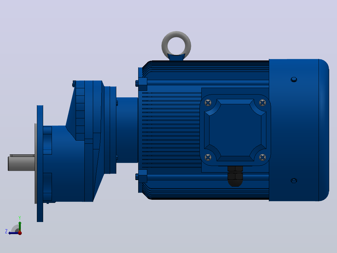 RXF37法兰轴伸式安装斜齿轮减速机RX37-Y1.1-4P-90S-M1-0°-Φ160右视图