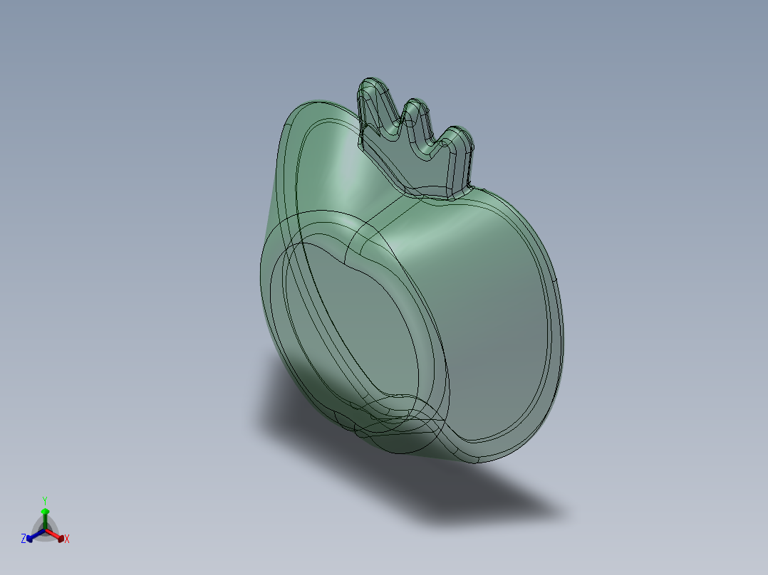 苹果醋盘（纯玻璃，装醋用的喔）正等轴测图