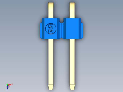 彩色公排针 100mil 2.54mm 系列-DS1022_blue_1x02p_100mil_TypeD_rev1.0俯视缩略图