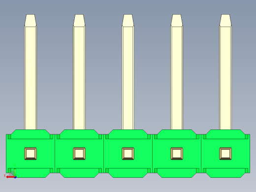 彩色公排针 100mil 2.54mm 系列-DS1022_green_05p_100mil_TypeU_rev1.0后视缩略图