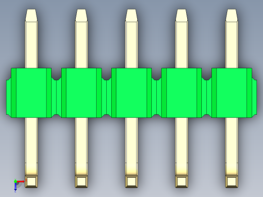 彩色公排针 100mil 2.54mm 系列-DS1022_green_05p_100mil_TypeU_rev1.0俯视缩略图