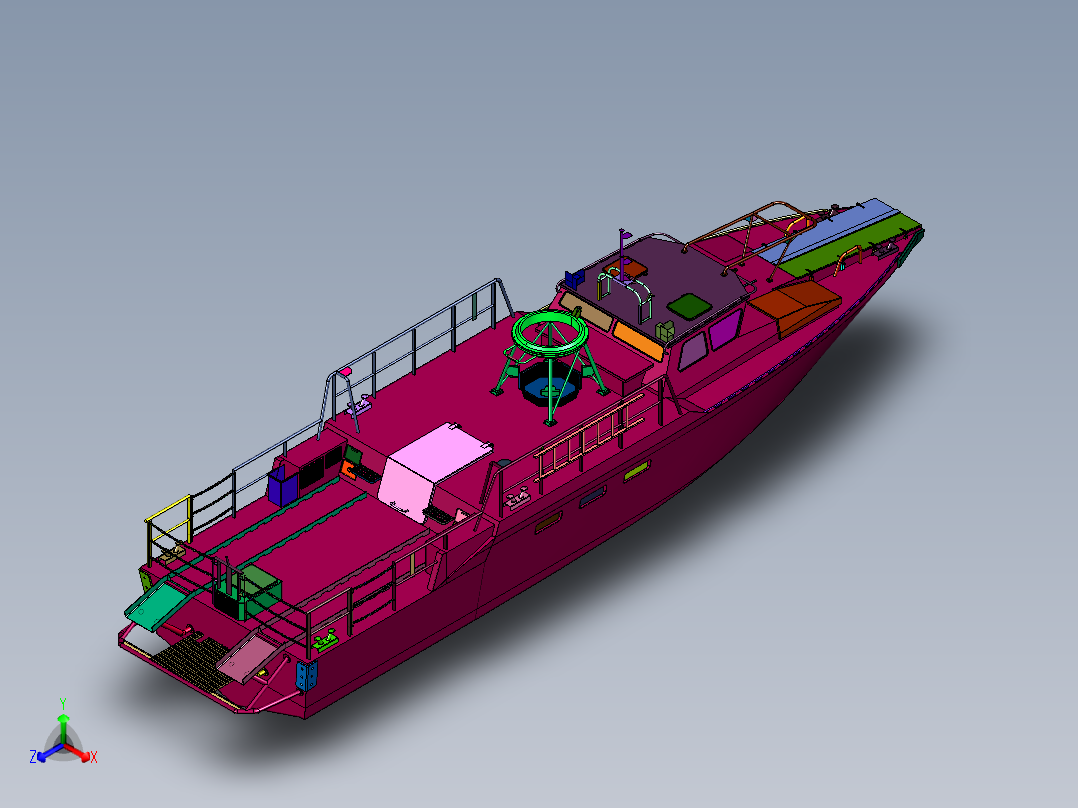 现代瑞典CB-90H高速攻击艇正等轴测图