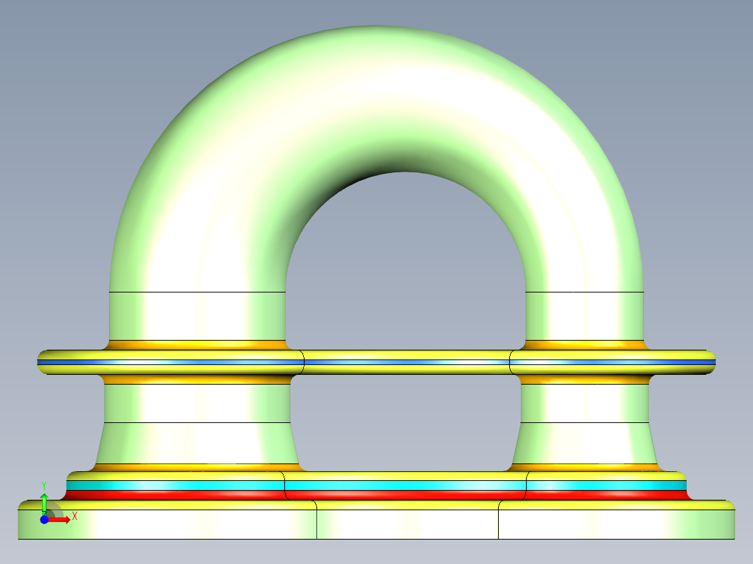 弯曲管道接头模型图前视图