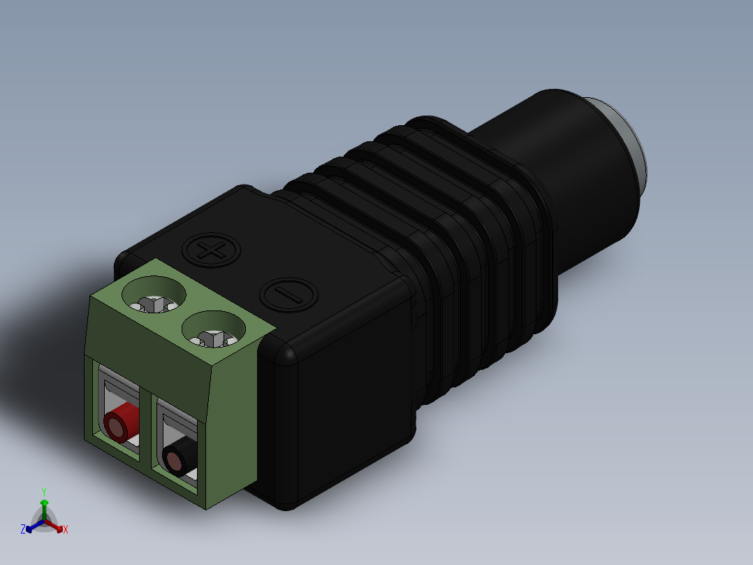 电容器 二极管 电阻器-Barrel-Jack Socket Terminal正等轴测图