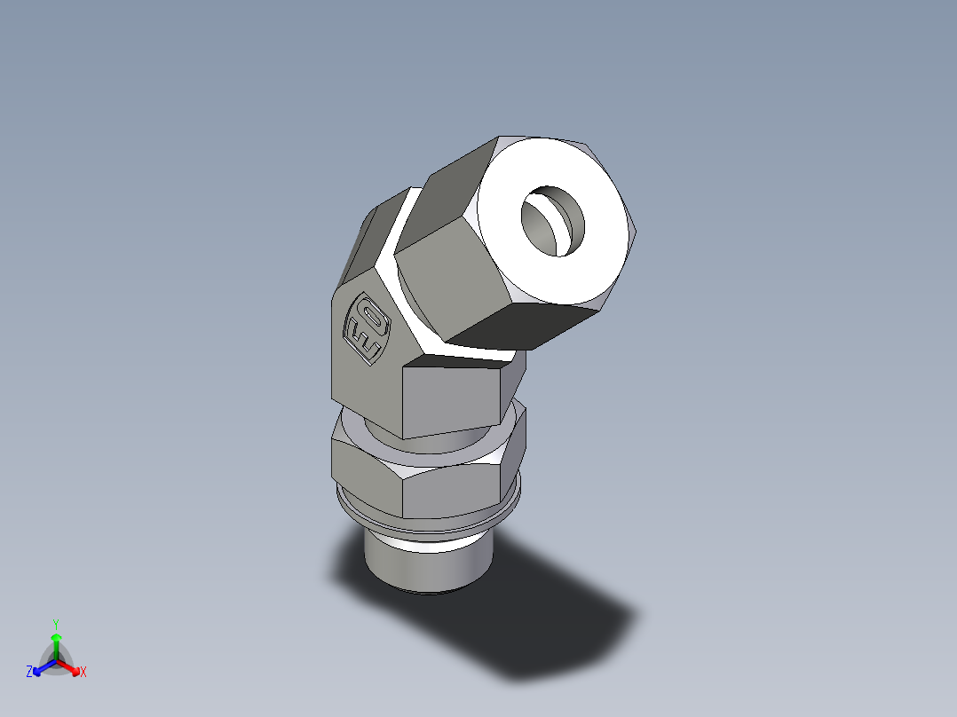 卡套式工业通用硬管接头EO_Adjustable_locknut_45_deg_elbow_VEE08ZSMORCF主视图