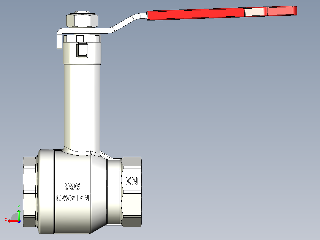 带加长杆的球阀后视图