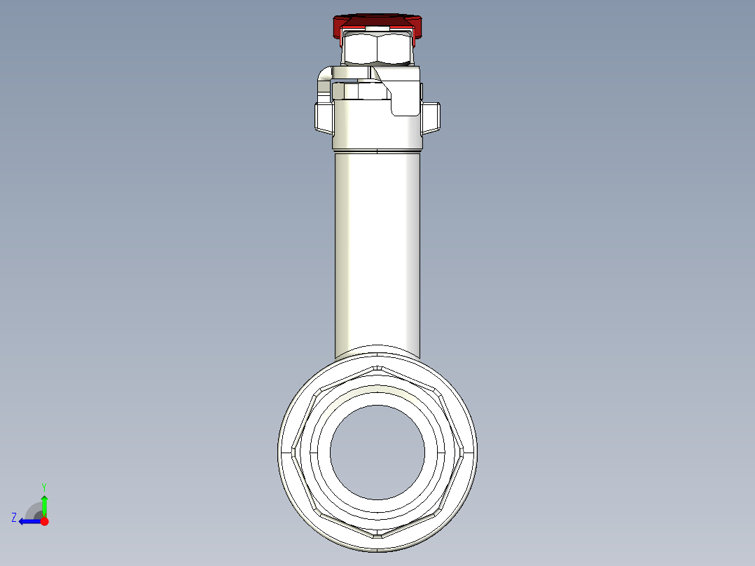 带加长杆的球阀右视图