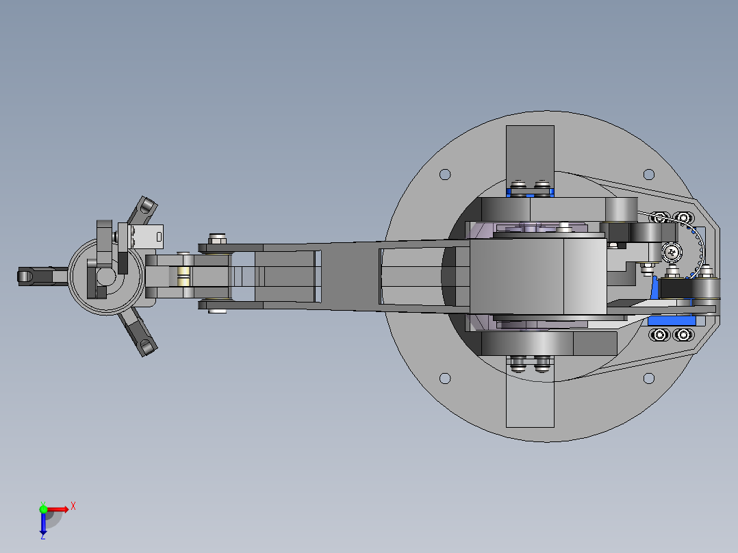 三自由度机械臂俯视图