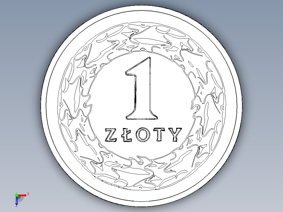 一枚波兰兹罗提硬币俯视图
