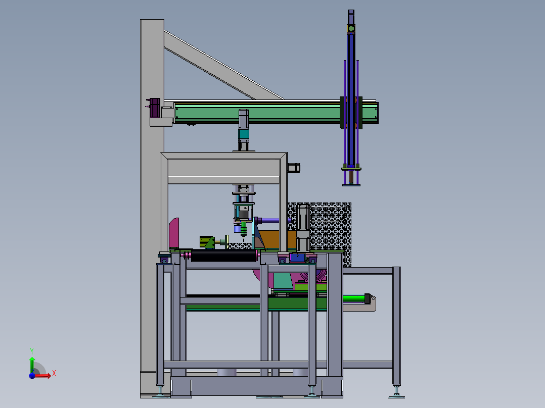 铝型材切断打孔线sw21可编辑前视图