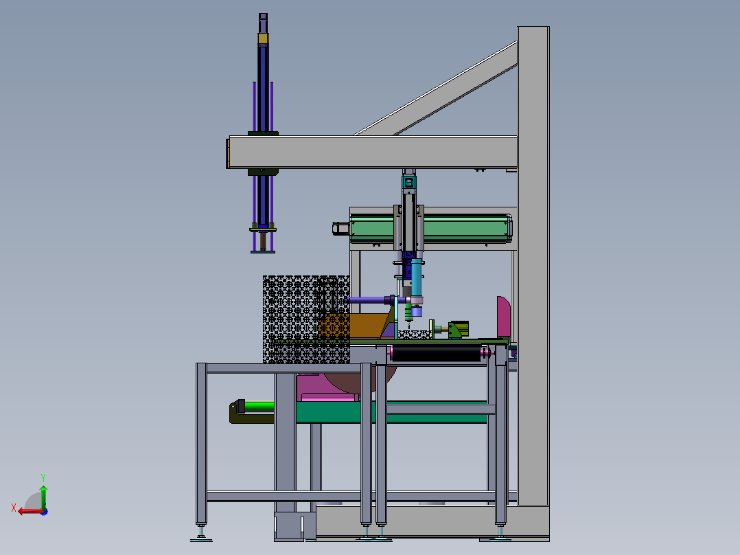 铝型材切断打孔线sw21可编辑后视图
