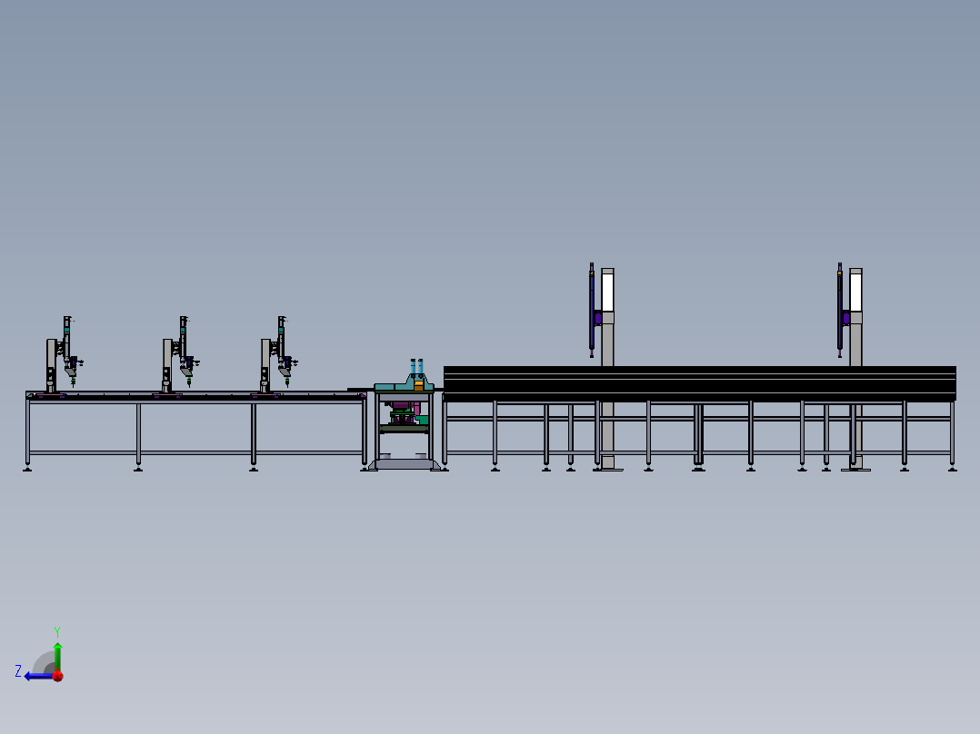 铝型材切断打孔线sw21可编辑右视图