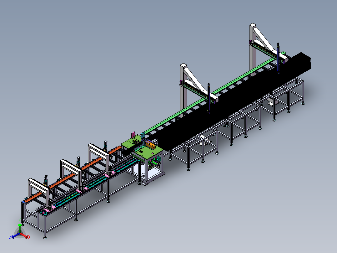 铝型材切断打孔线sw21可编辑正等轴测图