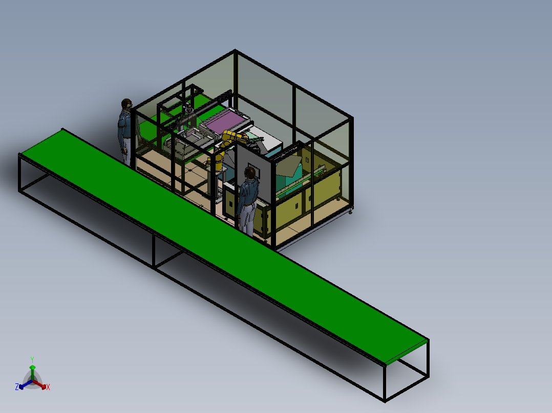 屏幕整箱上料撕膜设备sw16可编辑正等轴测图