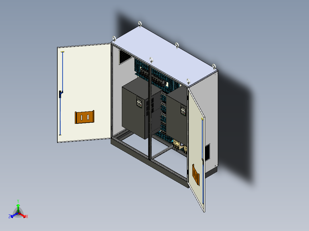 控制柜拼柜变频器+变频器星三角控制柜正等轴测图