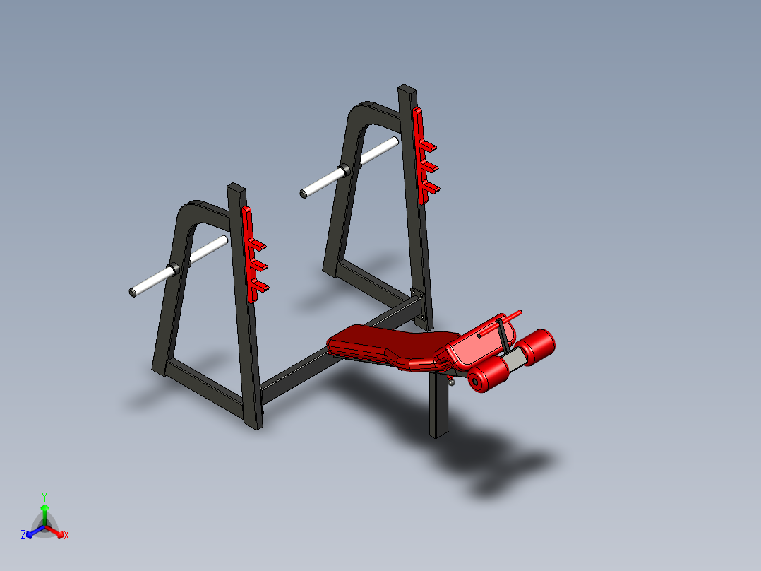 B3003757-下斜平板卧推健身器材主视图