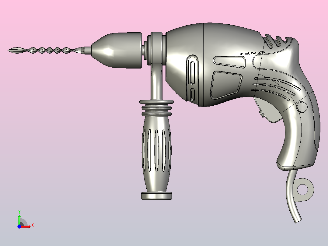 电钻3D模型前视图