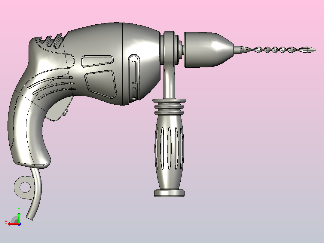 电钻3D模型后视图