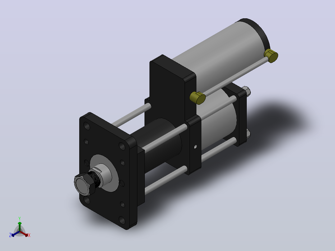 MPT-20T系列标准型[MPT-125-100-5-20T-M1-S1-0°]气压增压缸正等轴测图
