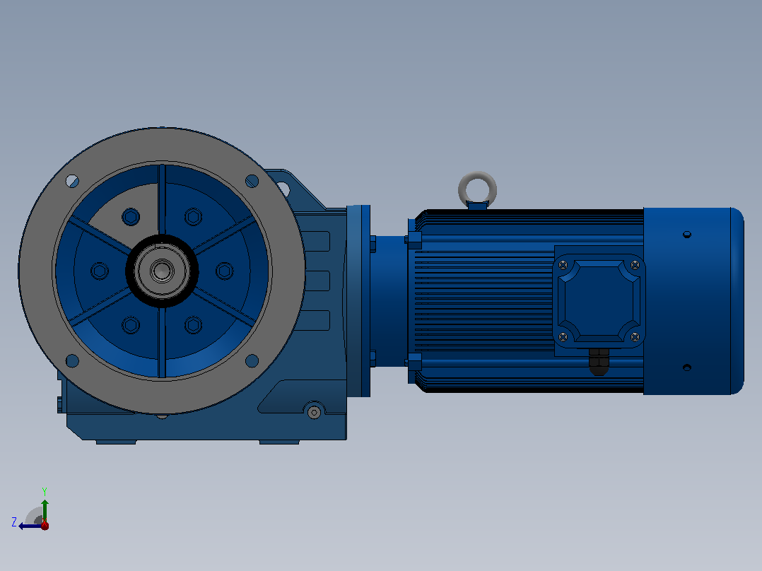 KF77法兰轴伸式安装螺旋锥齿轮减速机KF77-YV1.1-6P-135.28-M1-0°-A右视图