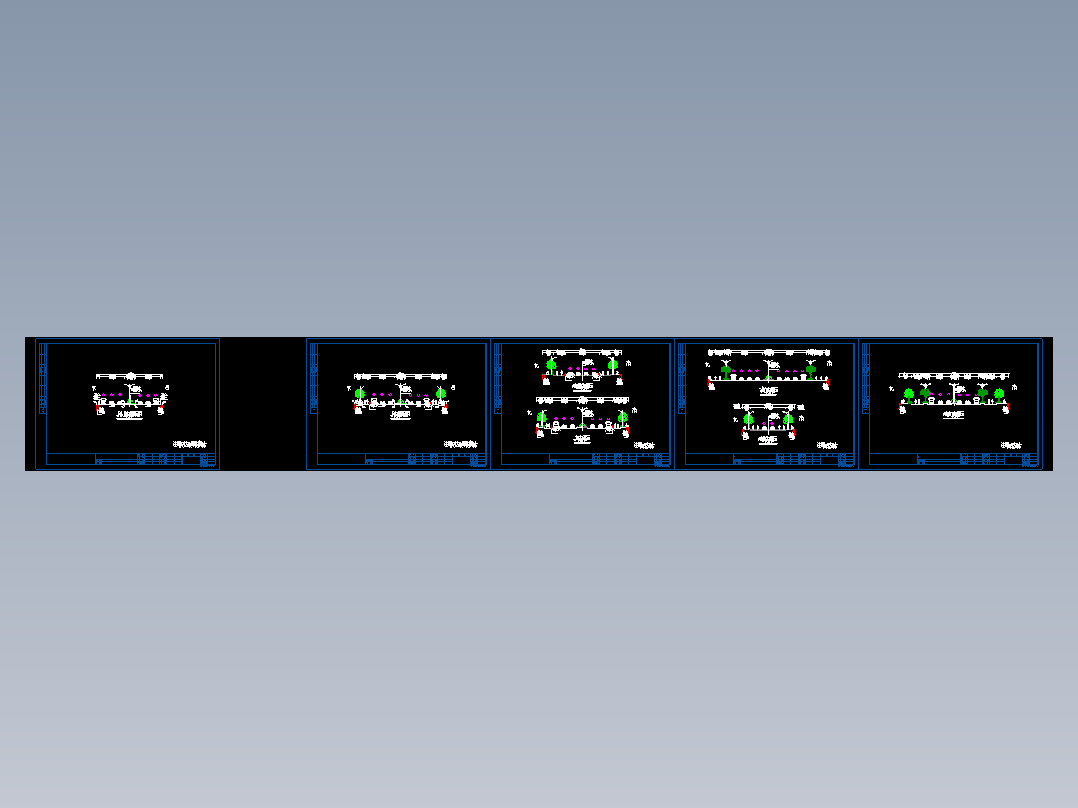 30米～55米道路标准横断面5张CAD（四车道六车道八车道）