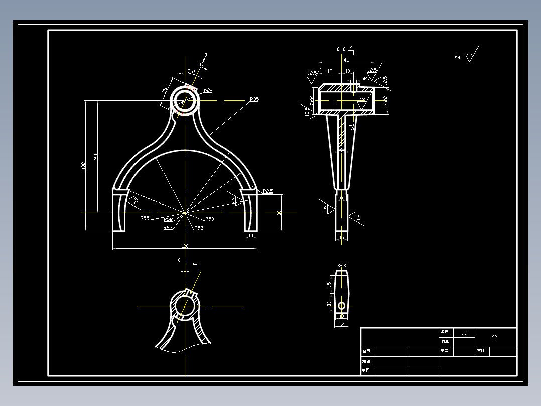 汽车手动挡变速器拨叉图纸下载