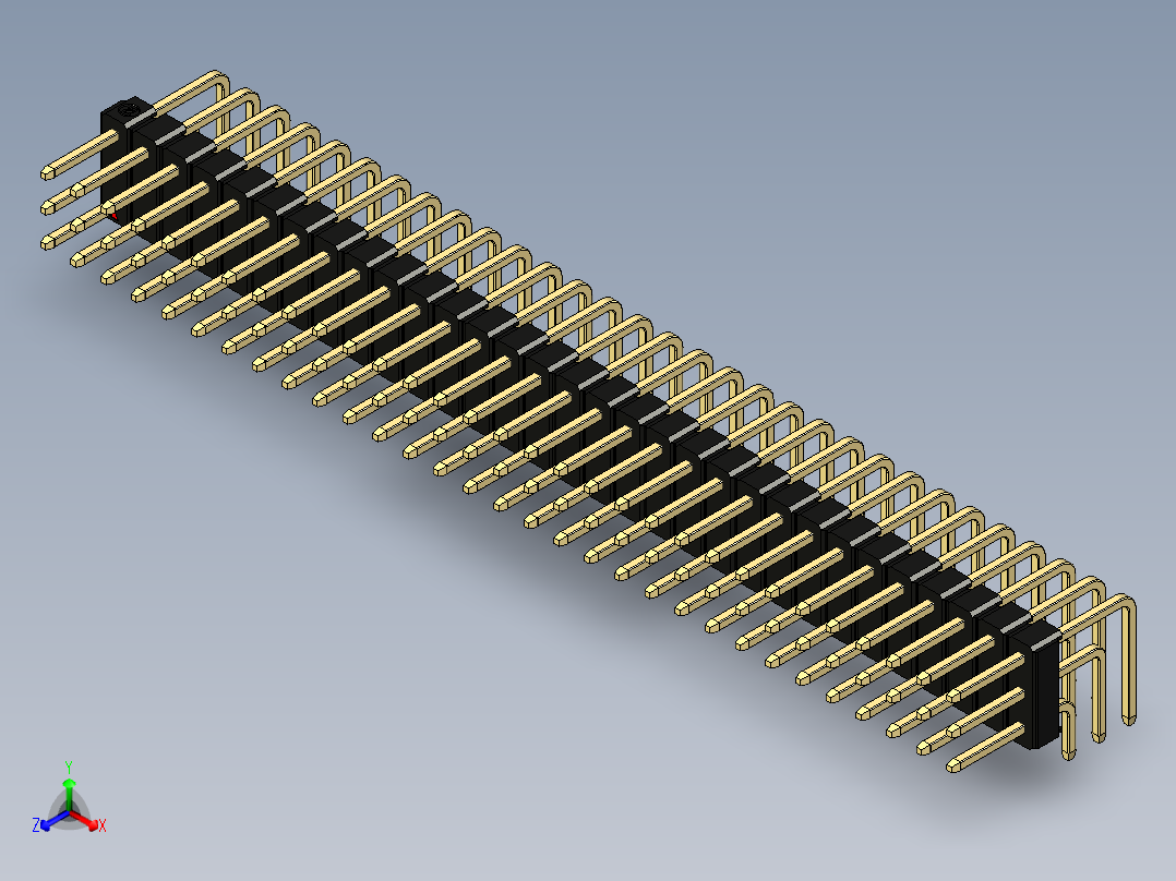 彩色公排针 100mil 2.54mm 系列-DS1022_black_3x31p_100mil_TypeD_rev1.0主视图