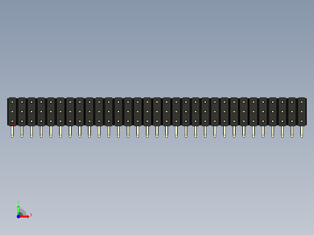 彩色公排针 100mil 2.54mm 系列-DS1022_black_3x31p_100mil_TypeD_rev1.0前视图