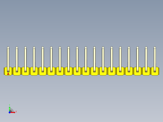 彩色公排针 100mil 2.54mm 系列-DS1022_yellow_18p_100mil_TypeU_rev1.0前视缩略图