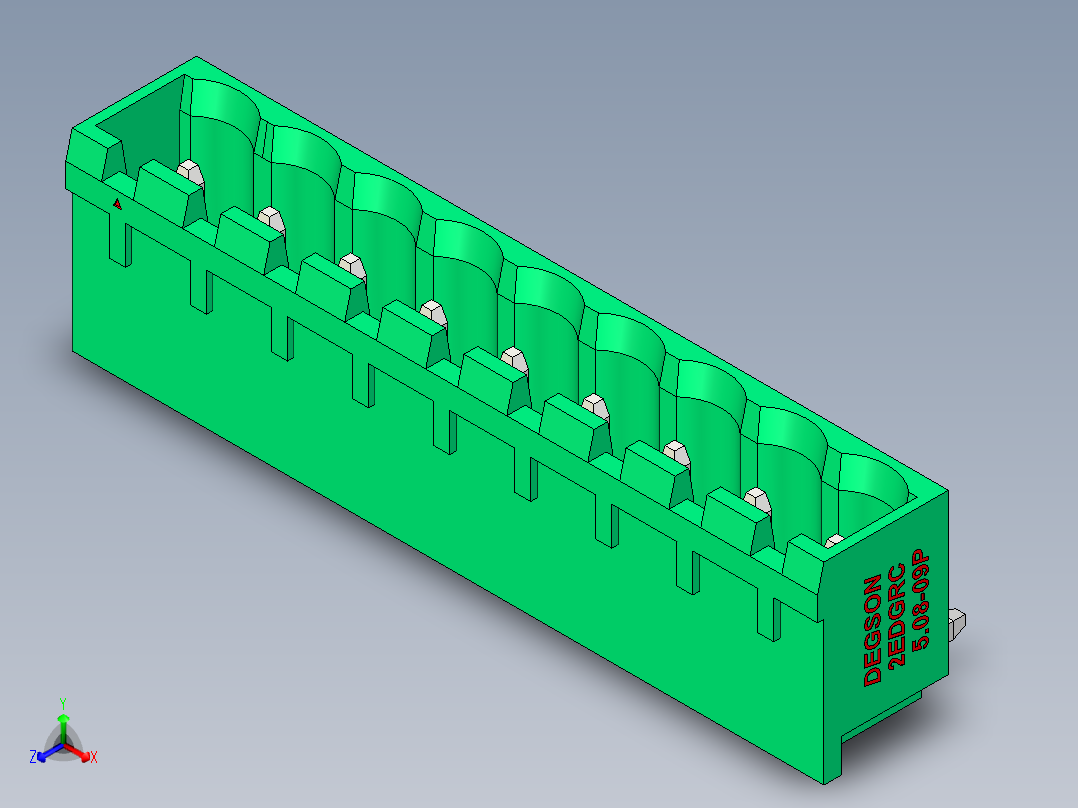 DEGSON 2EDG 系列 5.08mm 可插拔接线端子组-2EDGRC-5.08-09P-14-00AH正等轴测图