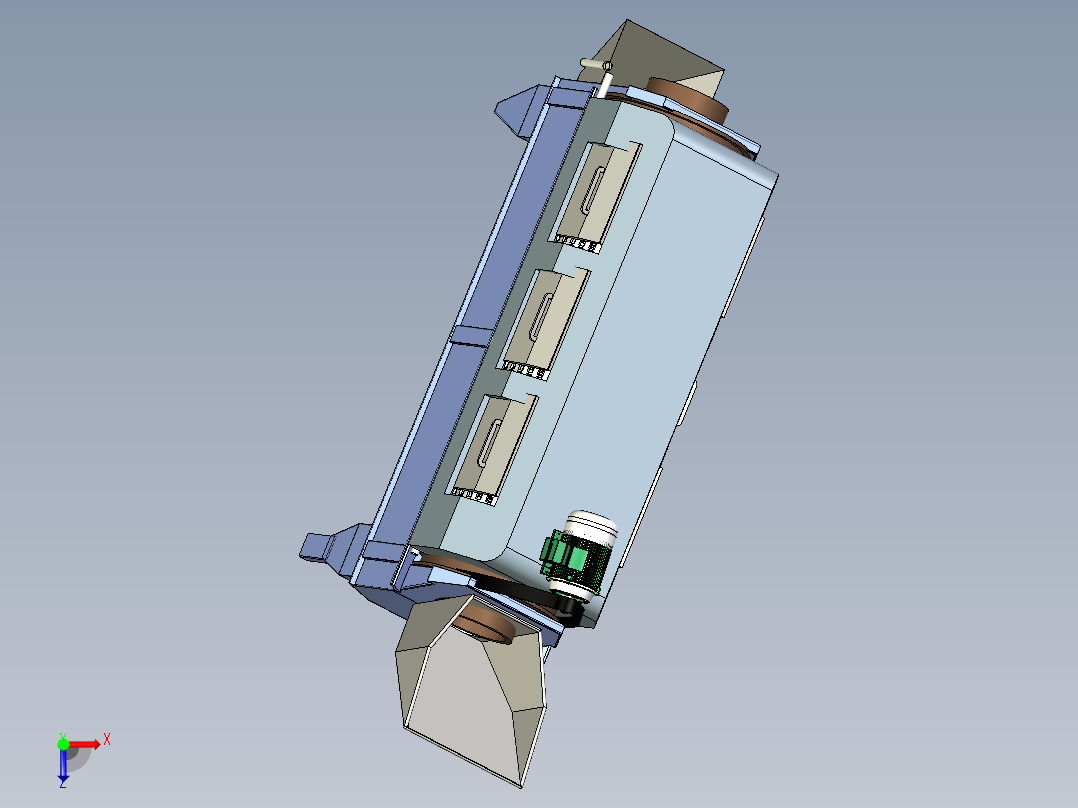 内置喷雾器喷嘴清洗谷物机俯视图