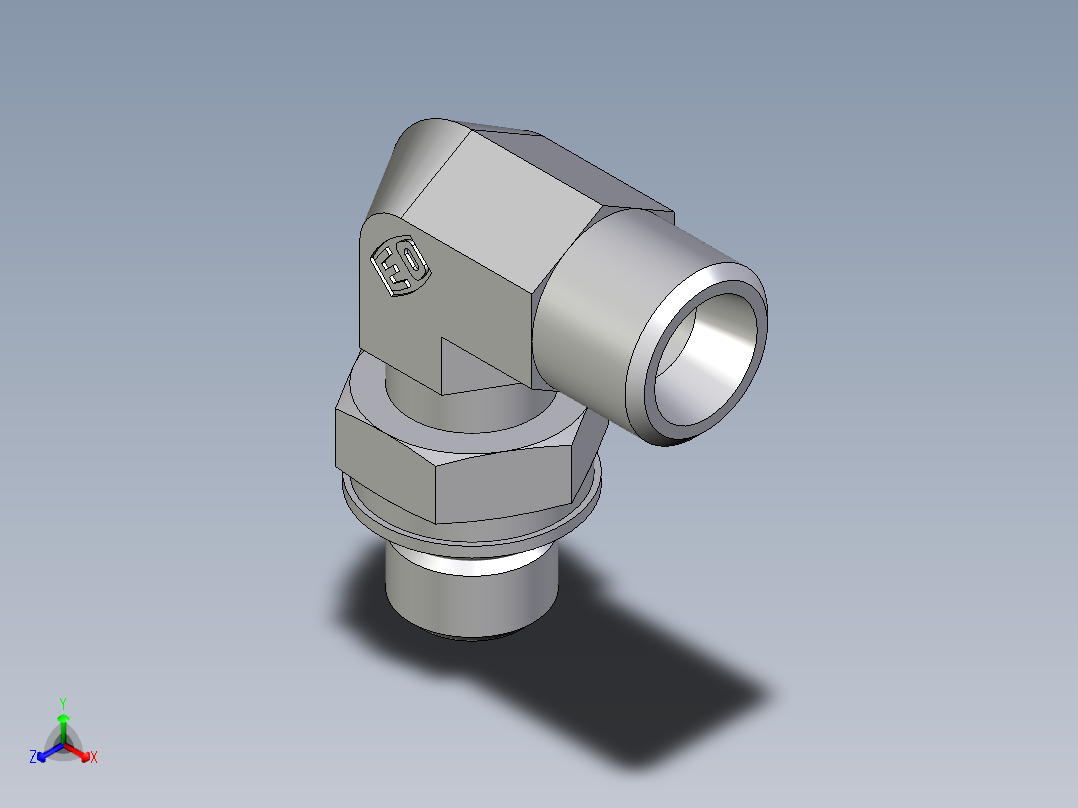 卡套式工业通用硬管接头EO_Adjustable_Locknut_elbow_WEE08LMOROMDCF主视图
