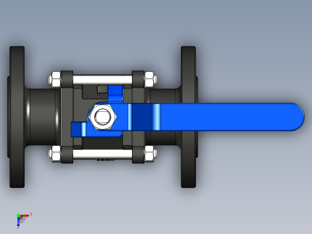管道手动球阀-水管开关阀-手动阀门手动球阀俯视图