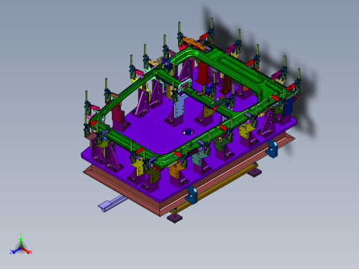 用于汽车车门加工的工装夹具正等轴测缩略图