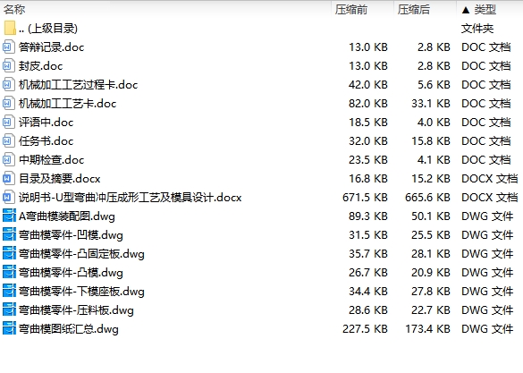 底孔U形筒形件、U型弯曲冲压成形工艺及模具设计含6张CAD图