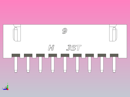 连接器白色JST XH 9针2.54 mm右视缩略图
