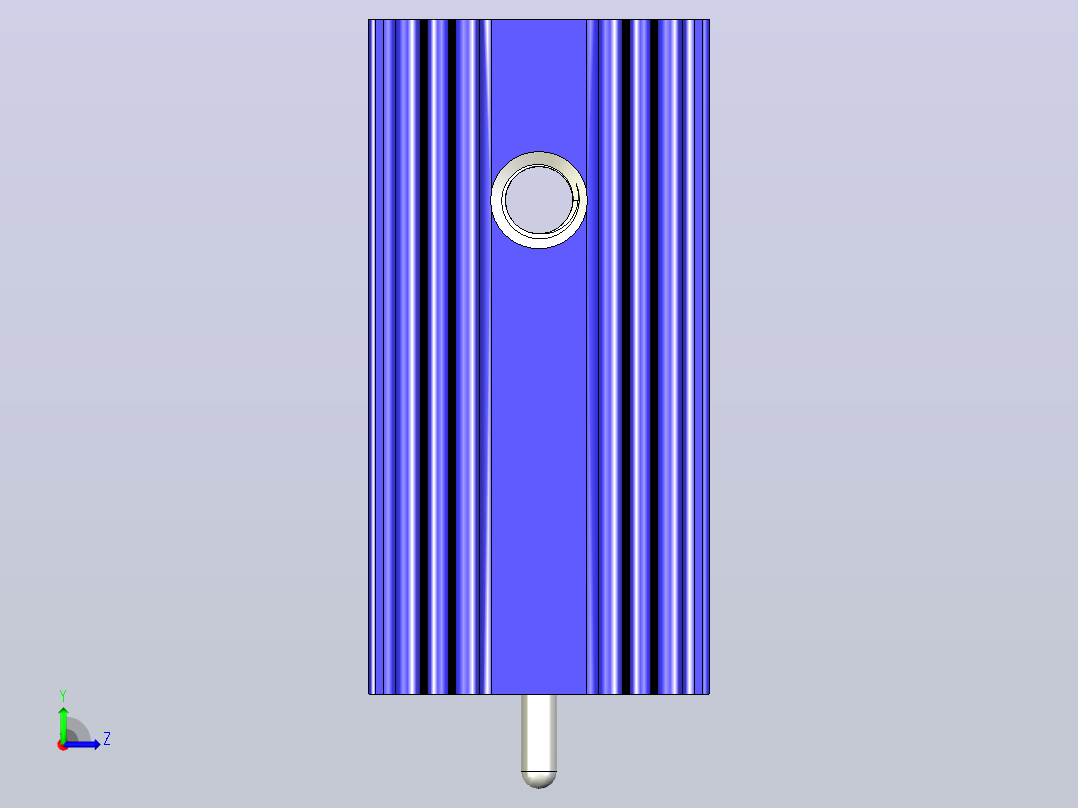 蓝色散热器尺寸25 x 12 6 x 6 5 mm孔18 3mm销固定.stp左视图