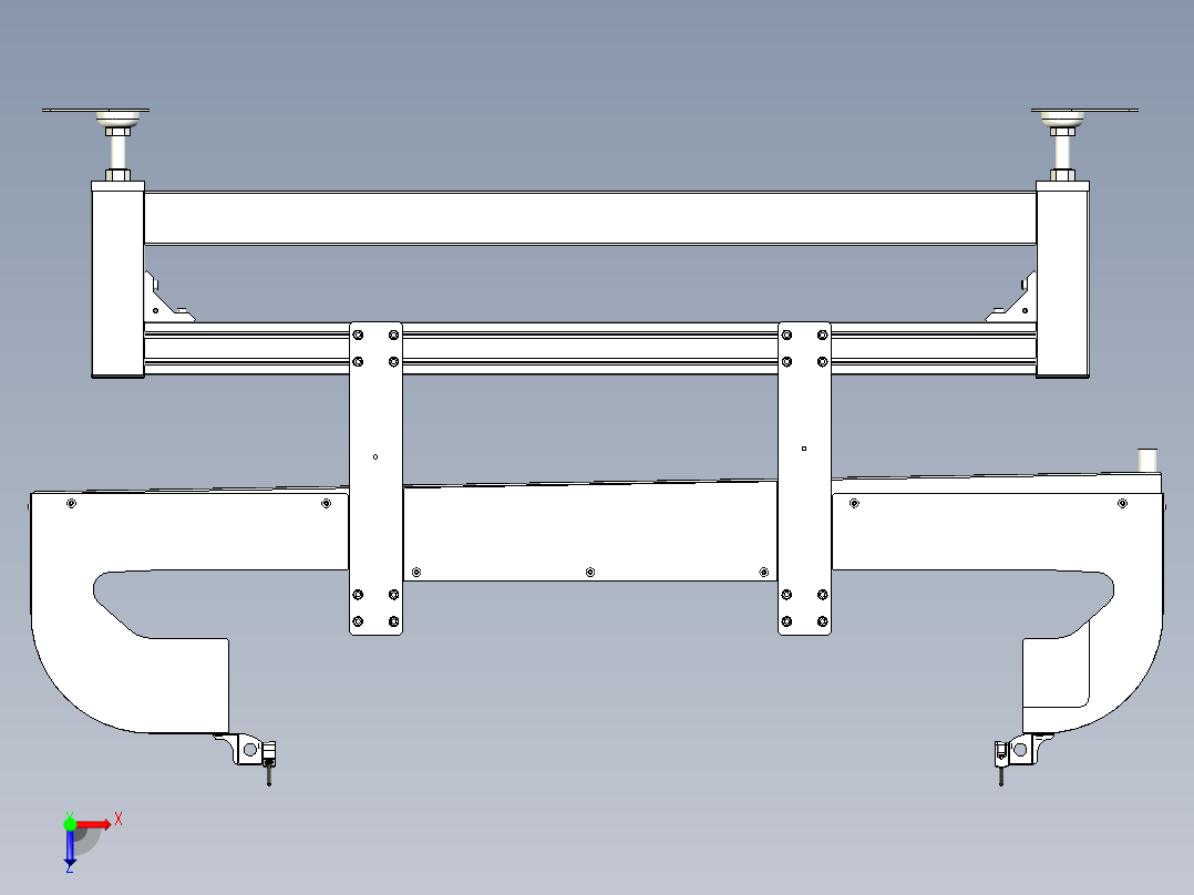 outlet conveyor输送机3D图纸 INVENTOR设计 附STP俯视图