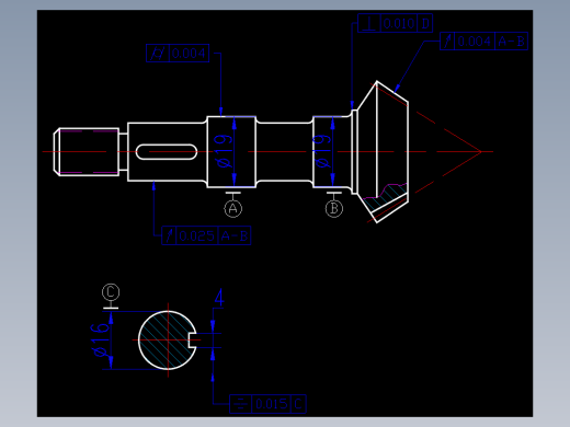 CAD格式机械制图二维100例练习-92 标注形位公差