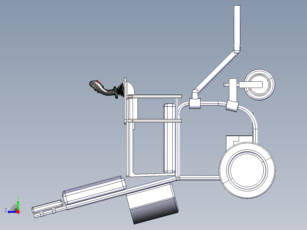 电动轮椅车设计[病人护理车]含三维3D-catia模型右视图