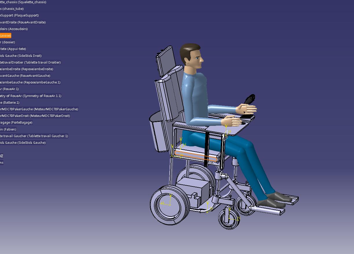 电动轮椅车设计[病人护理车]含三维3D-catia模型