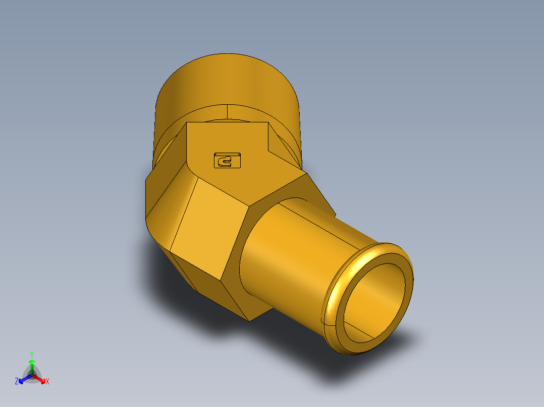倒齿式工业管接头Beaded Hose Barb 45Deg Elbow Tube to Male Pipe 179HB-10-8正等轴测图