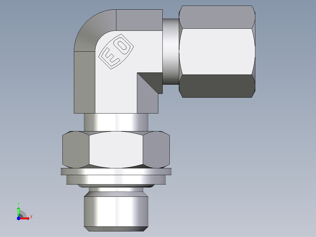 卡套式工业通用硬管接头EO_Adjustable_Locknut_elbow_WEE06LLRCF前视图